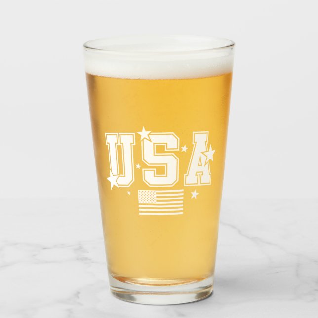 Copo De Pint Cerveja da Bandeira dos EUA (Frente (Preenchido))