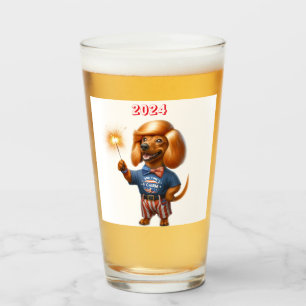 Copo De Pint Cerveja Dachshund com Penteado Vermelho