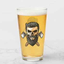 Copo De Pint Cerveja do Lenhador Barbudo Caveira Machados Cruza