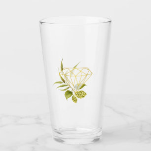 Copo De Pint Cerveja Willow Verde e Dourado Geométrico Diamante