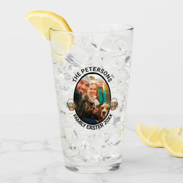 Copo De Pint Cesto de Ovos de Fotografia da Páscoa Personalizad (Gelo frontal)