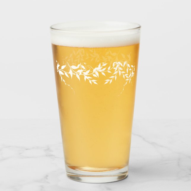 Copo De Pint Chá de Bebê de Folhas Botânicas (Frente (Preenchido))