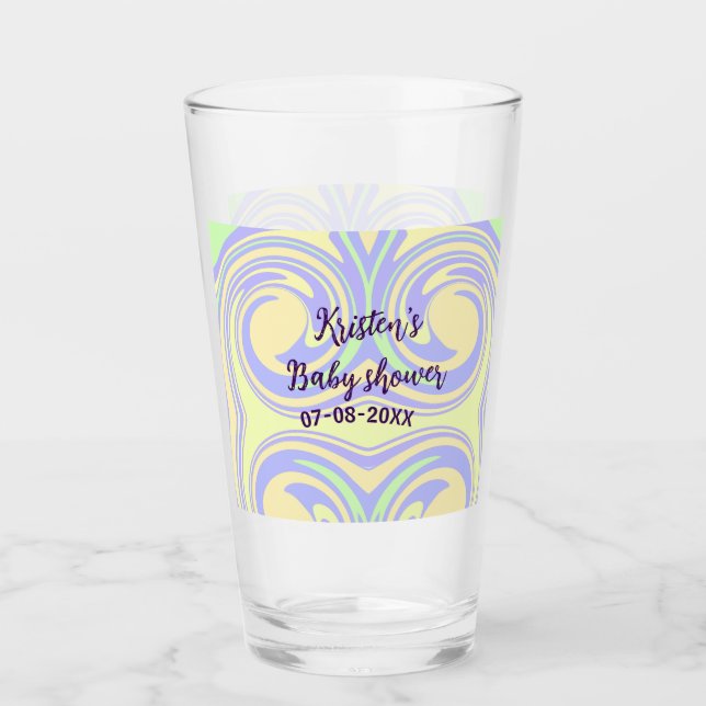 Copo De Pint Chá de fraldas verde roxo de boho marble moderno (Frente)