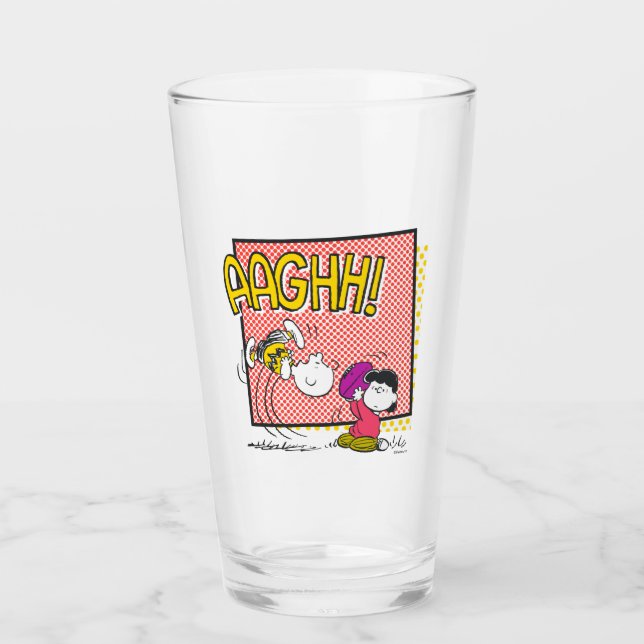 Copo De Pint Charlie Brown e Lucy Football Comic Graphic (Frente)