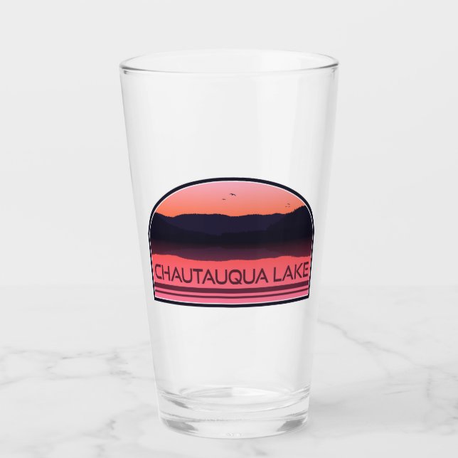 Copo De Pint Chautauqua Lake New York Red Sunrise (Frente)