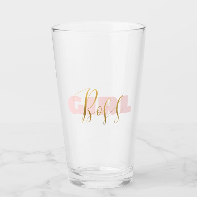 Copo De Pint Chefe Dourado de Menina Rosa (Frente)