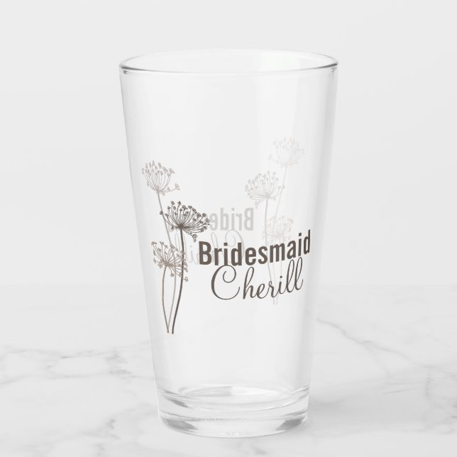 Copo De Pint Chervil moderna floração tinta arte marrom casamen (Verso)