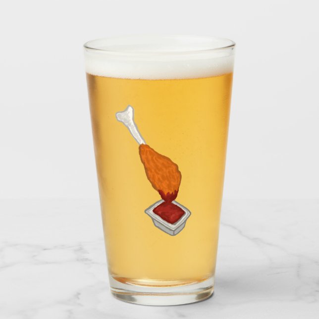 Copo De Pint Chicken Drumstick Dipped In Ketchup (Frente (Preenchido))