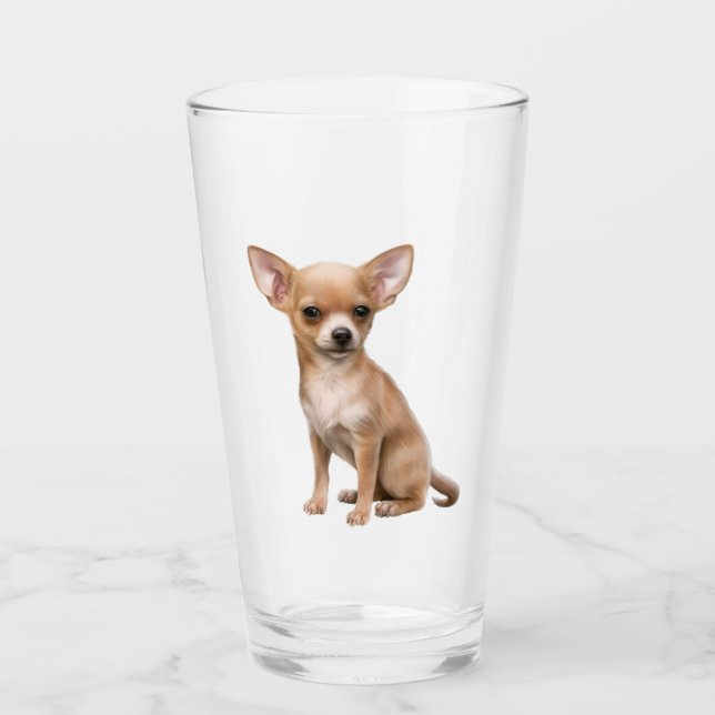 Copo De Pint Chihuahua Dog Pet Animal Glass (Frente)