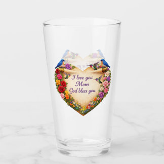 Copo De Pint Christian Mother’s Gift Floral Heart Glass Cup