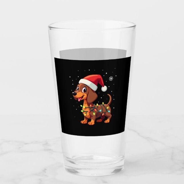 Copo De Pint Christmas Dog Dachshund Santa Xmas Wiener 3 (Frente)