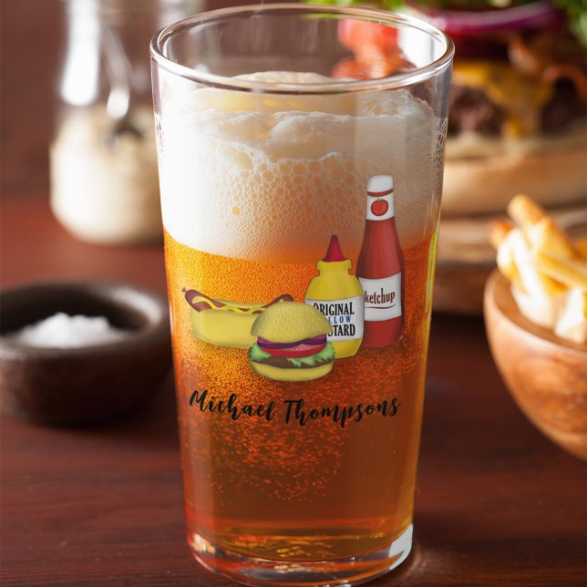 Copo De Pint Churrasco Engraçado Moderno Personalizado (BBQ Beer glass)