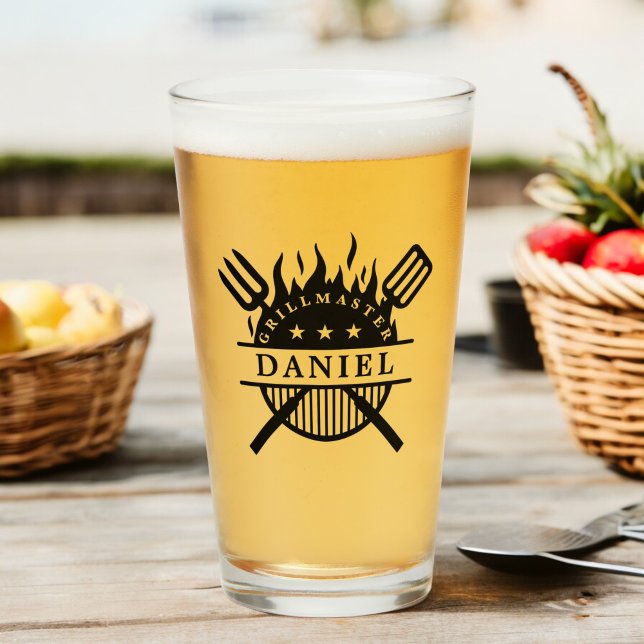 Copo De Pint Churrasqueiro BBQ Adicione Seu Nome Caneca (Criador carregado)