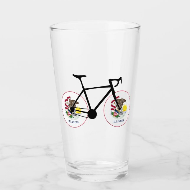 Copo De Pint Ciclismo com a Bandeira de Illinois (Frente)