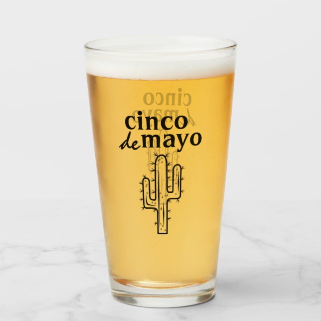 Copo De Pint Cinco de Mayo Cactus (Frente (Preenchido))
