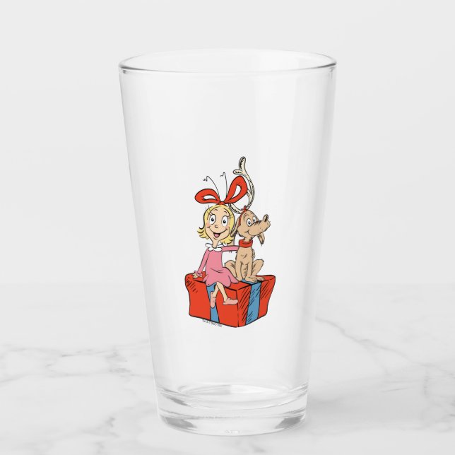 Copo De Pint Cindy Lou Who e Max em um Presente (Frente)