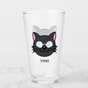 Copo De Pint Cinza Preta de Gato Negro Óculos para Vestir Gato