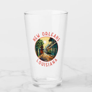 Copo De Pint Círculo Distorcido Retro de Nova Orleans Louisiana