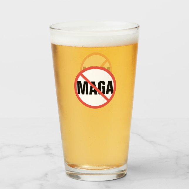 Copo De Pint Círculo Vermelho Sem Sinal Anti-MAGA Opinião Polít (Frente (Preenchido))