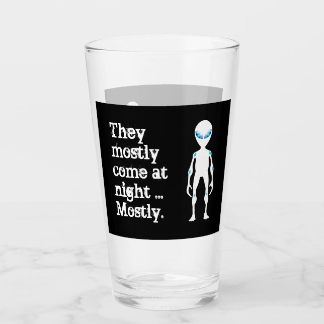 Copo De Pint Citação de alienígena preto branco fofo (Frente)