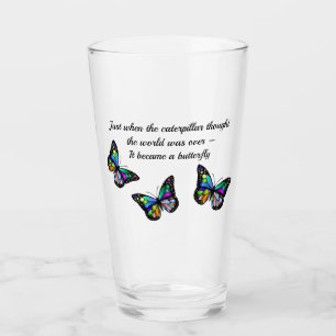 Copo De Pint Citação Inspiracional Borboleta