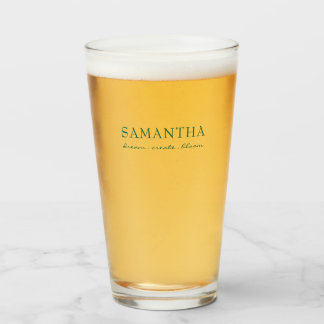 Copo De Pint Citação Positiva Nome Escrito em Verde Salvia