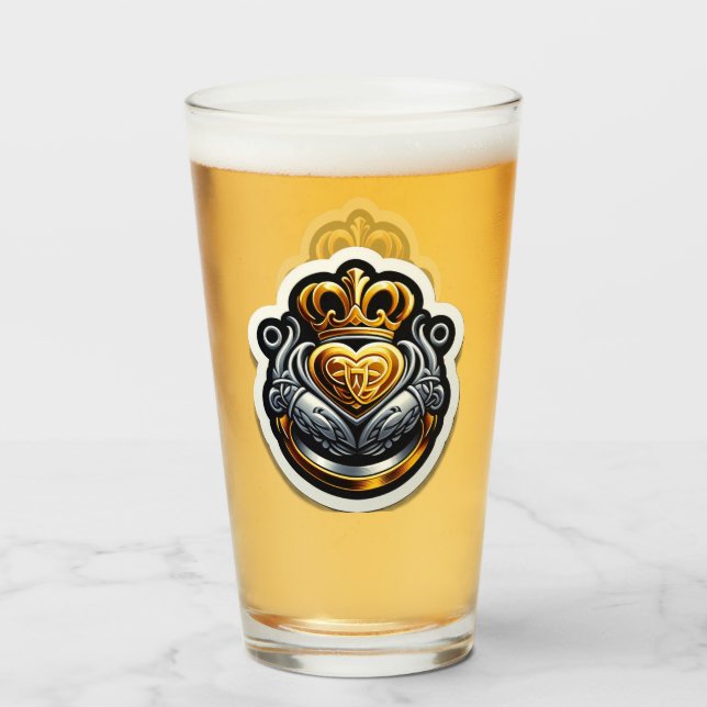 Copo De Pint Claddagh Pint Glass (Traseira (Preenchido))