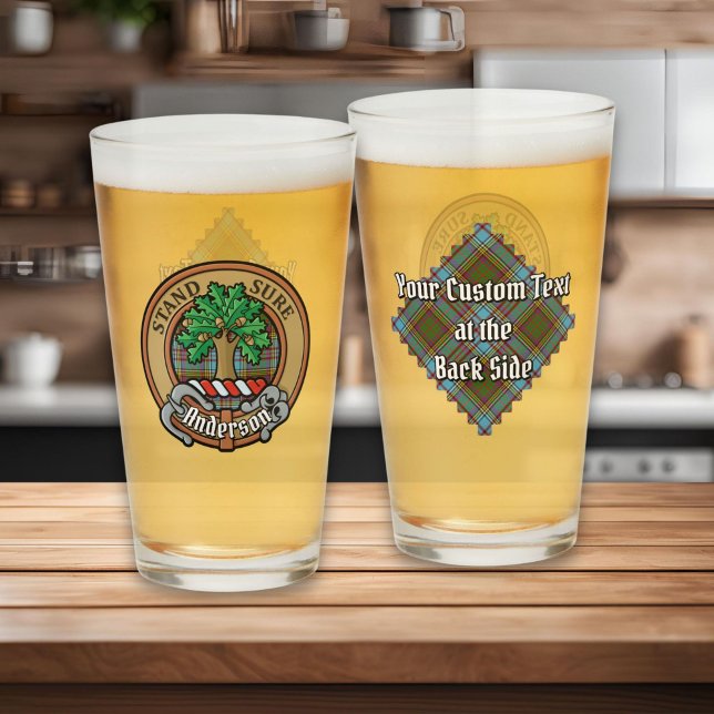 Copo De Pint Clan Anderson Crest sobre Tartan (Criador carregado)