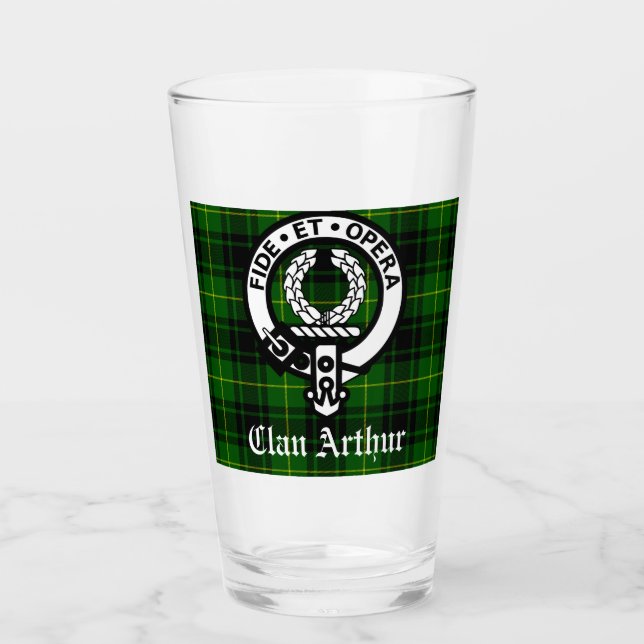 Copo De Pint Clan Arthur Crest Crachá & Tartan (Frente)