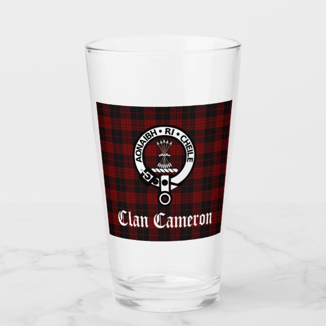 Copo De Pint Clan Cameron Crest Crachá & Tartan (Frente)