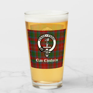 Copo De Pint Clan Chisholm Tartan & Crest Crachá