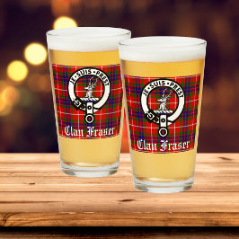 Copo De Pint Clan Fraser Crest Crachá e Tartan