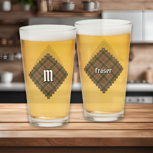 Copo De Pint Clan Fraser Weathered Hunting Tartan Glass