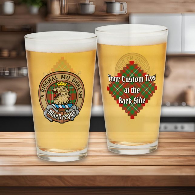 Copo De Pint Clan Gregor Crest sobre Tartan (Criador carregado)