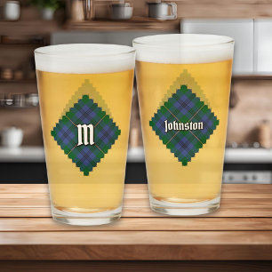 Copo De Pint Clan Johnston Tartan Glass