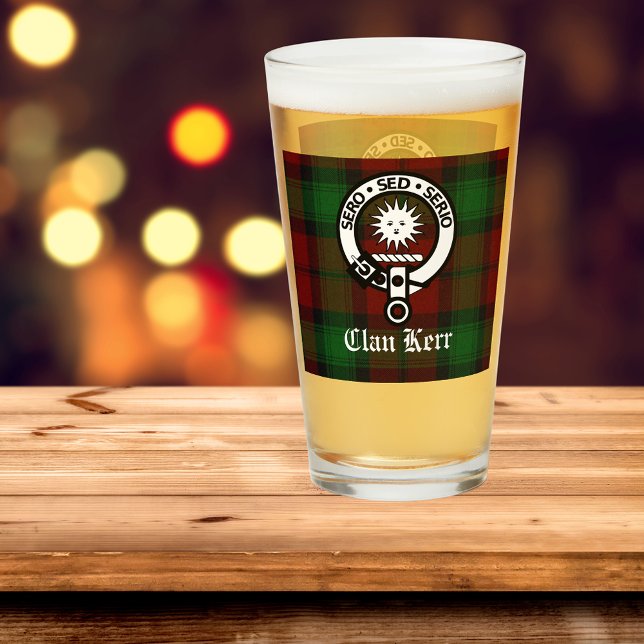 Copo De Pint Clan Kerr Crest Crachá & Tartan (Criador carregado)