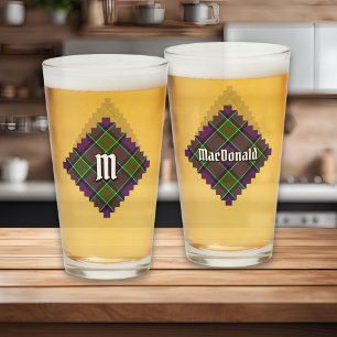 Copo De Pint Clan MacDonald do Clanranald Tartan Glass