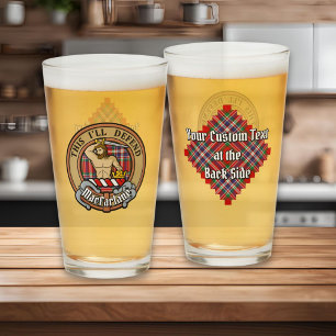Copo De Pint Clan MacFarlane Crest sobre Red Tartan
