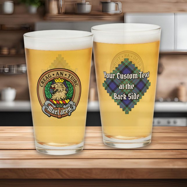 Copo De Pint Clan MacLaren Crest sobre Tartan (Criador carregado)