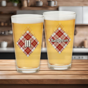 Copo De Pint Clan MacPherson Red Dress Tartan Glass