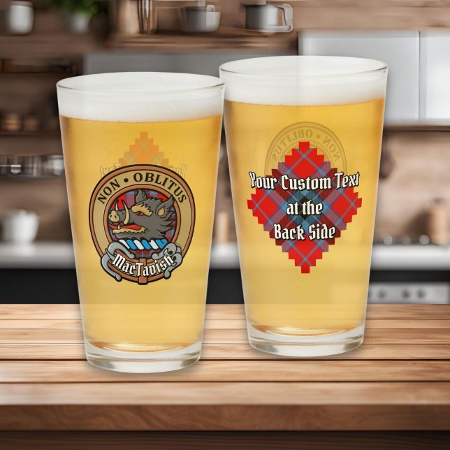 Copo De Pint Clan MacTavish Crest sobre Tartan (Criador carregado)