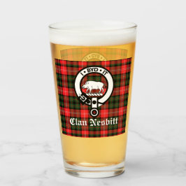 Copo De Pint Clan Nesbitt Crest Crachá e Tartan Personalizado