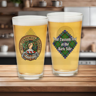 Copo De Pint Clan Paterson Crest sobre Tartan