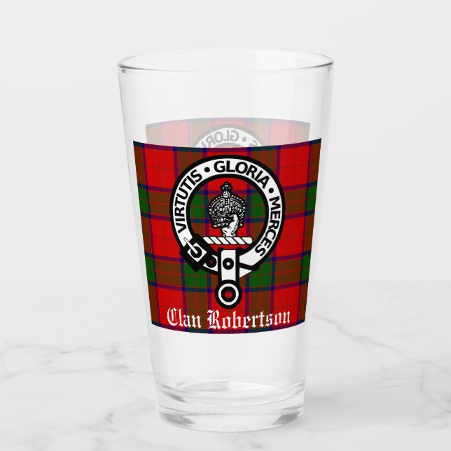 Copo De Pint Clan Robertson Crest Crachá & Tartan (Frente)