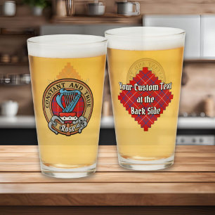 Copo De Pint Clan Rosa Crest sobre Tartan