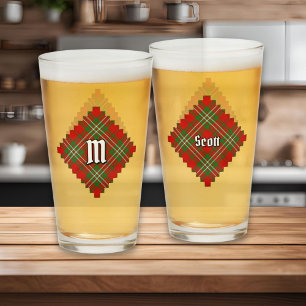 Copo De Pint Clan Scott Red Tartan Glass