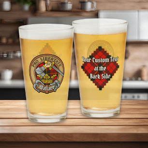 Copo De Pint Clan Wallace Crest sobre Tartan