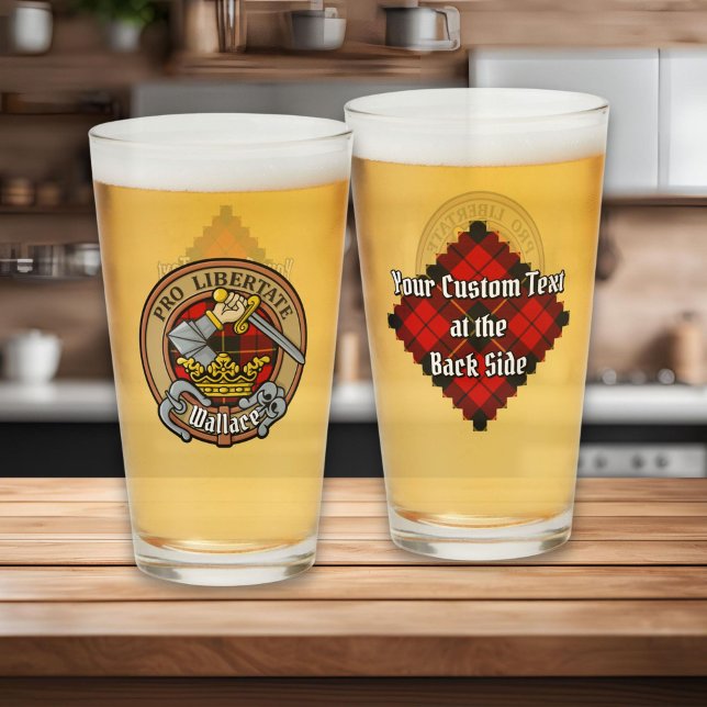 Copo De Pint Clan Wallace Crest sobre Tartan (Criador carregado)