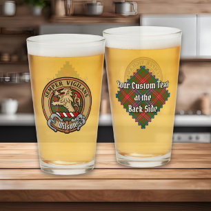 Copo De Pint Clan Wilson Crest sobre Tartan Moderno
