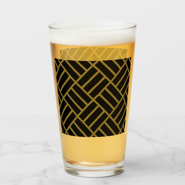 Copo De Pint Clássico, moderno, Dourado padrão preto, bebida al (Traseira (Preenchido))